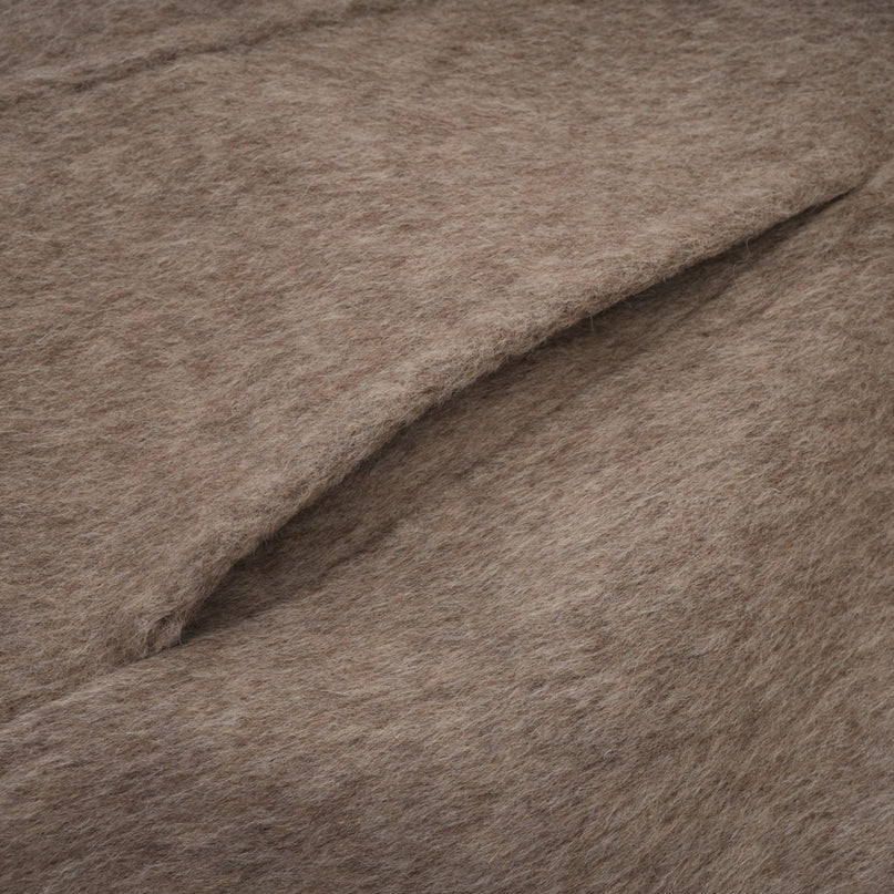 Barbara Wool and Fox Fur Brown Coat with Cape Sleeves and Detachable Collar