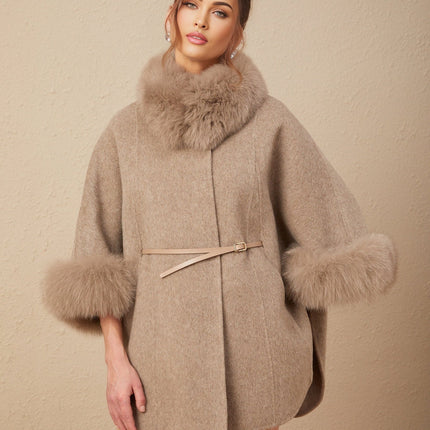 Barbara Wool Fox Fur Brown Coat