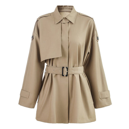Beige Oversized Military-Inspired Jacket