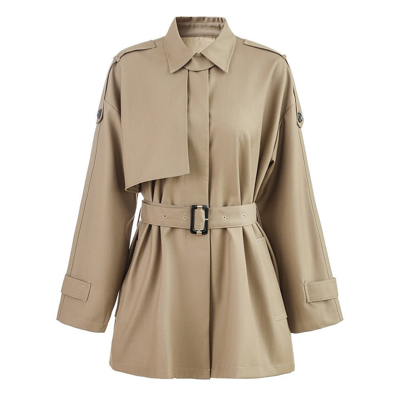 Beige Oversized Military-Inspired Jacket