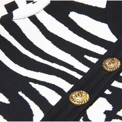 Bella Black and White Zebra Print Cropped Knit Sweater