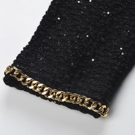 Bella Black Sparkling Embellished Box Crop Jacket