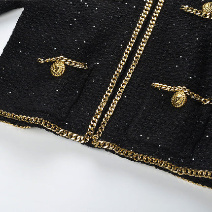 Bella Black Sparkling Embellished Box Crop