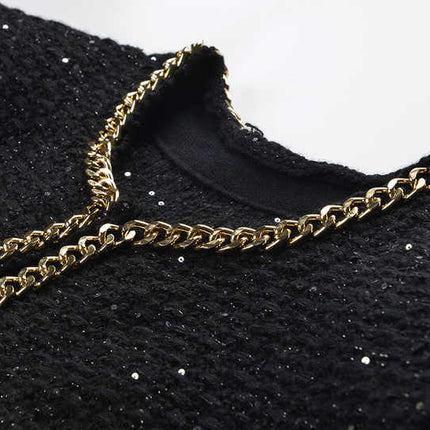 Bella Black Sparkling Embellished Box Crop
