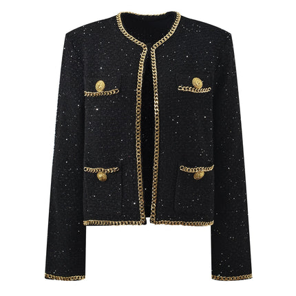 Bella Black Sparkling Embellished Boxy Crop