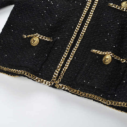 Bella Black Sparkling Embellished Boxy Crop