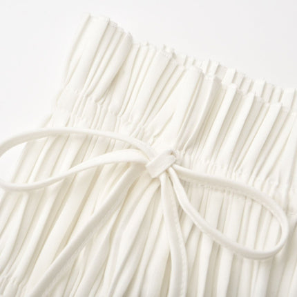 Bella White Pleated Open Back Top Terylene Fiber Sleeveless Elegant Chic