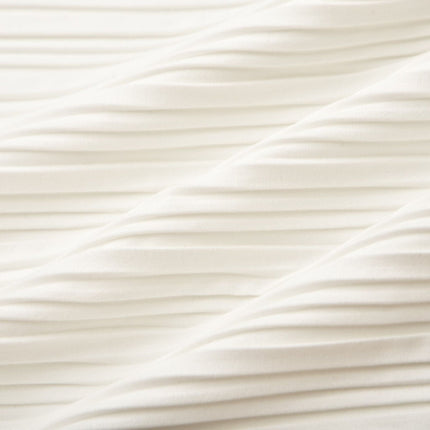 Bella White Pleated Open Back Top Terylene Fiber Elegant Sophisticated Sleeveless Crew Neck