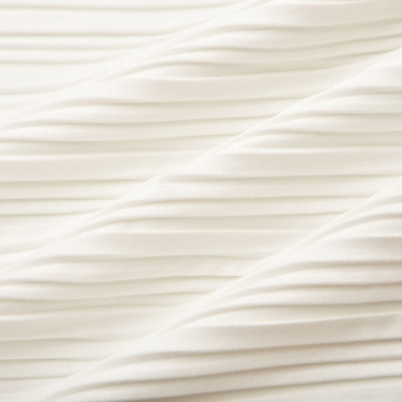 Bella White Pleated Open Back Top Terylene Fiber Elegant Sophisticated Sleeveless Crew Neck