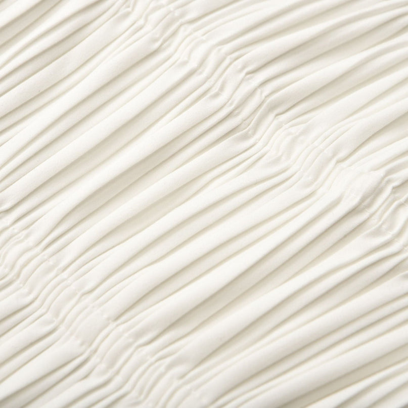 Bella White Pleated Open Back Top Terylene Fiber Sleeveless Crew Neck Spaghetti Detailing