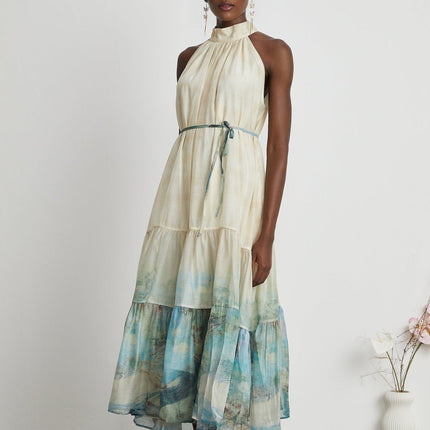 Benedetta Neutrals Pattern Print Midi Dress