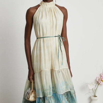 Benedetta Neutrals Pattern Print Midi Dress