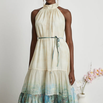 Benedetta Neutrals Pattern Print Midi Dress