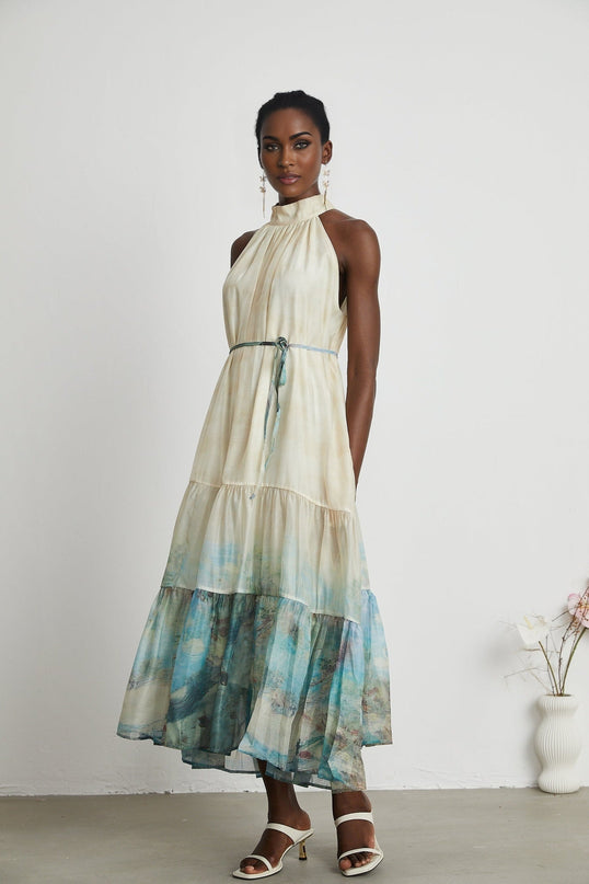 Benedetta Neutrals Pattern Print Midi Dress