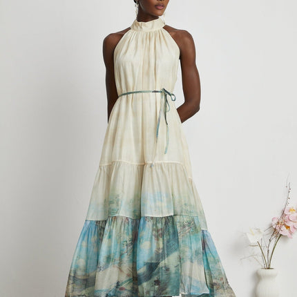 Benedetta Neutrals Pattern Print Midi Dress