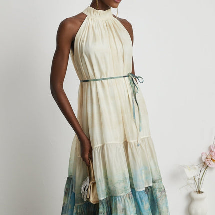 Benedetta Neutrals Pattern Print Midi Dress