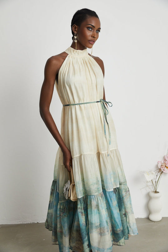 Benedetta Neutrals Pattern Print Midi Dress