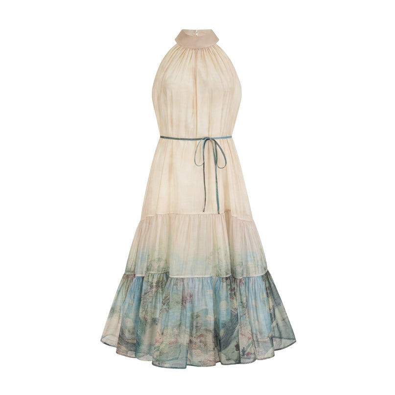 Benedetta Neutrals Pattern Print Midi Dress
