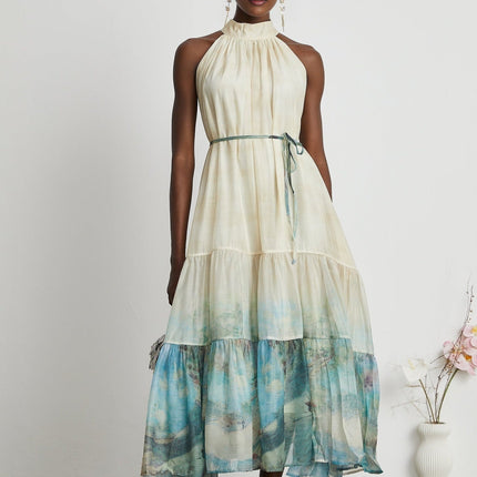 Benedetta Neutrals Pattern Print Midi Dress