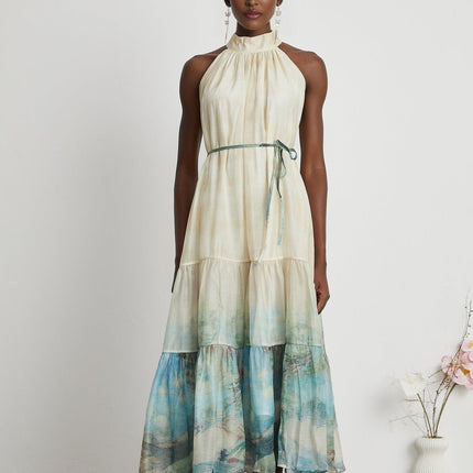 Benedetta Neutrals Pattern Print Midi Dress