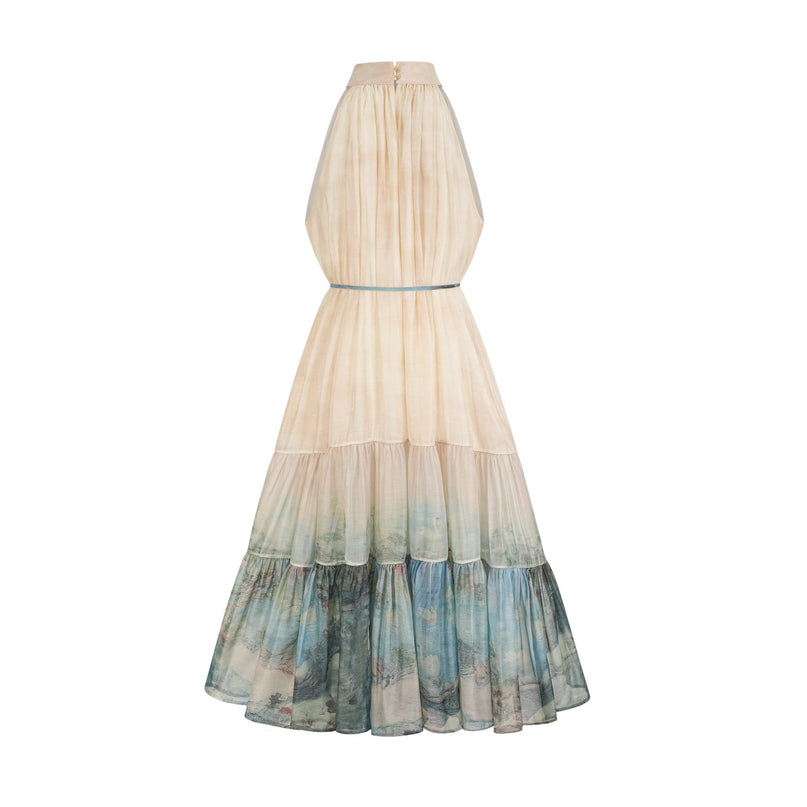 Benedetta Neutrals Pattern Print Midi Dress