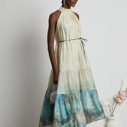 Benedetta Neutrals Pattern Print Midi Dress