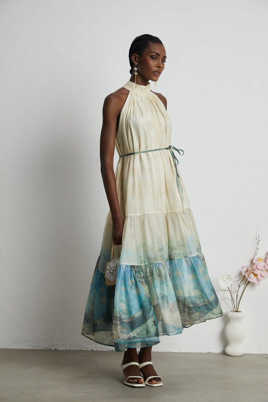 Benedetta Neutrals Pattern Print Midi Dress