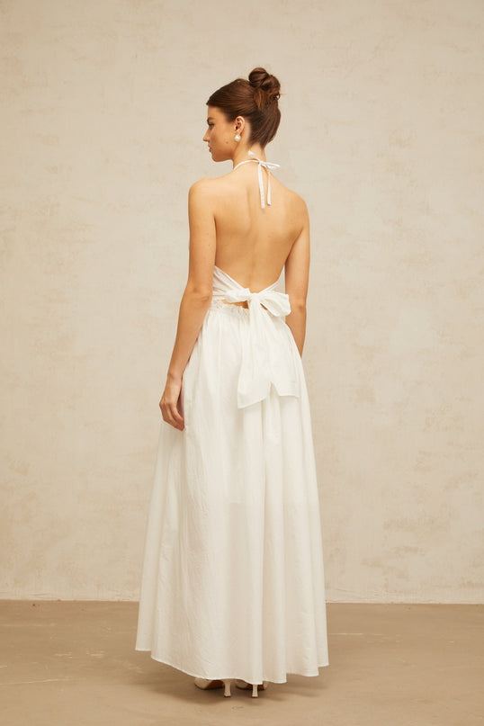 Bérénice white cutout floralembroidered shirred maxi dress