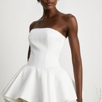 Bettina White Corset Mini Dress with 3D Petal Detailing