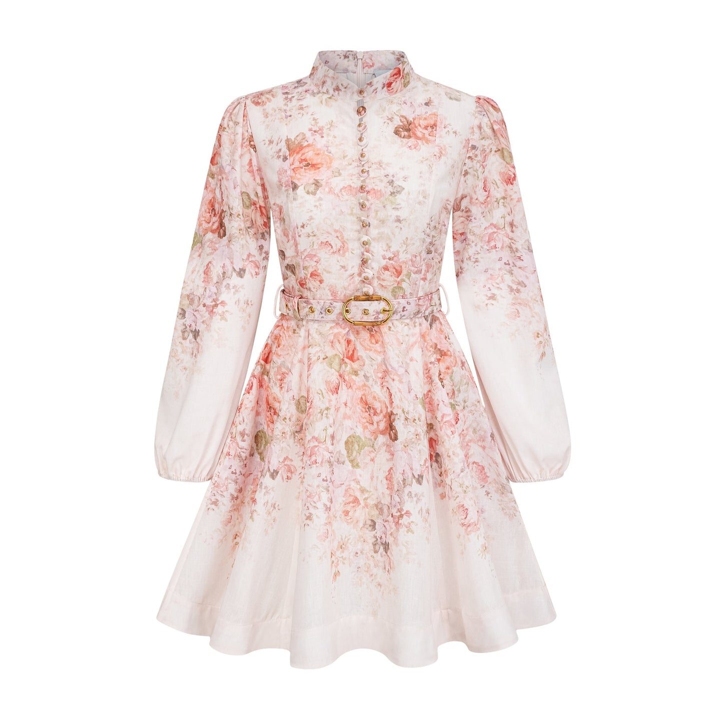 Bianca Beige Floral Print Mini Dress