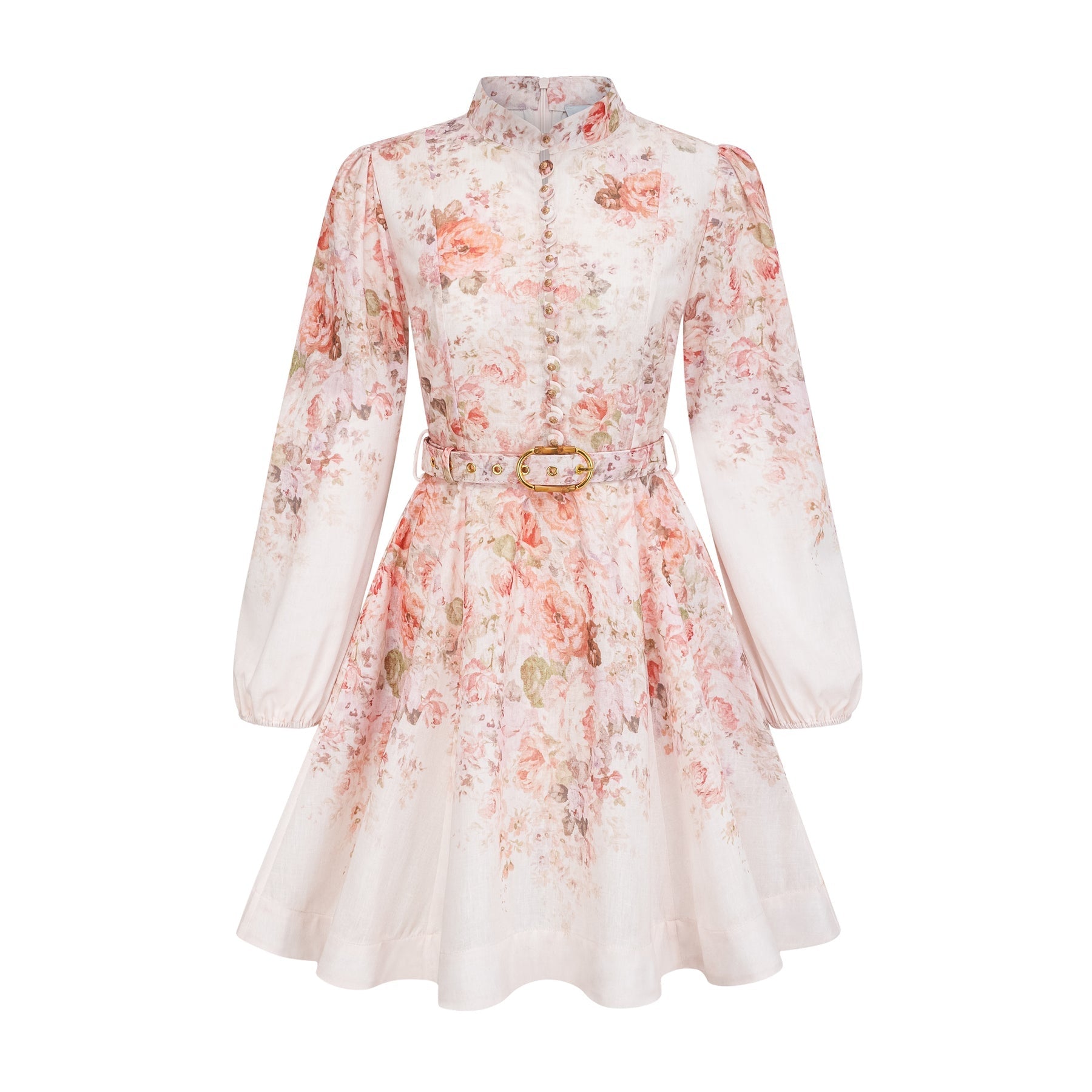 Bianca Beige Floral Print Mini Dress