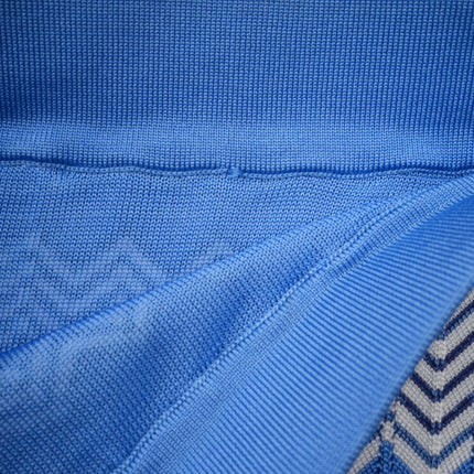 Bianca Blue Zigzag Knit Ensemble Ribbed Knit V-Neck Top and Calf-Length Skirt Set
