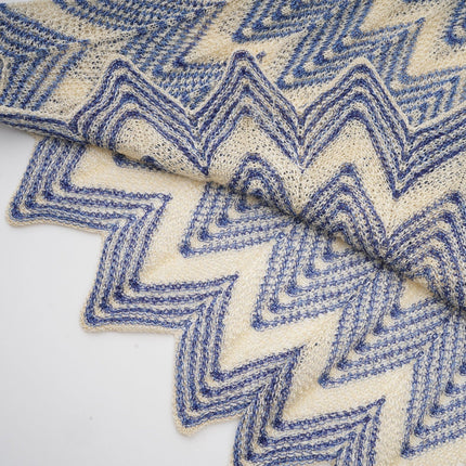 Bianca Blue Zigzag Knit Ensemble Skirt Top Set