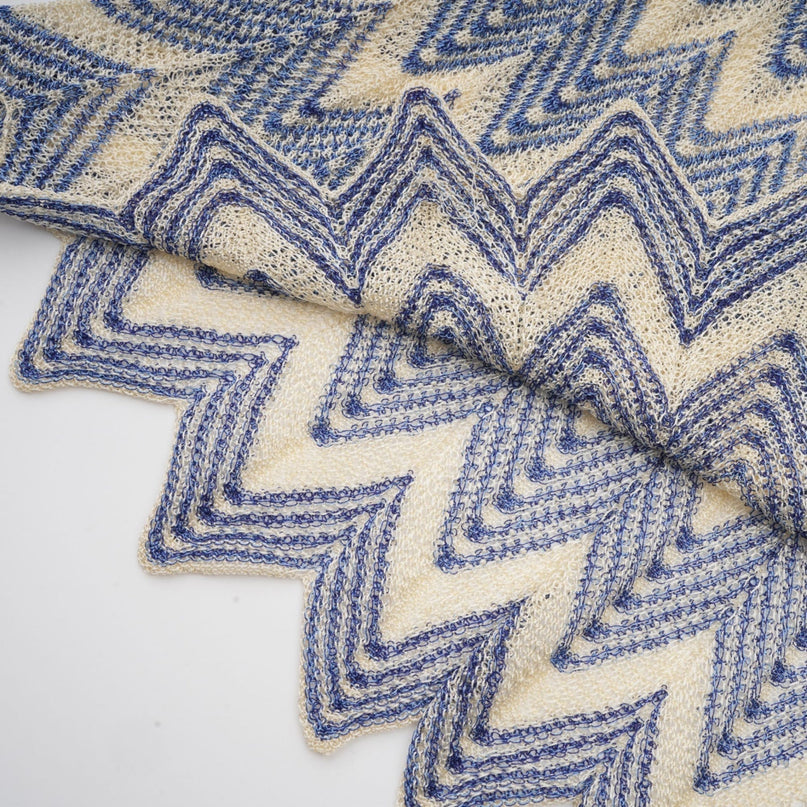 Bianca Blue Zigzag Knit Ensemble Skirt Top Set