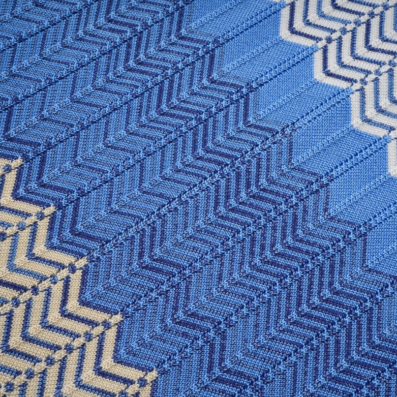 Bianca Blue Zigzag Knit Ensemble Skirt Top Set