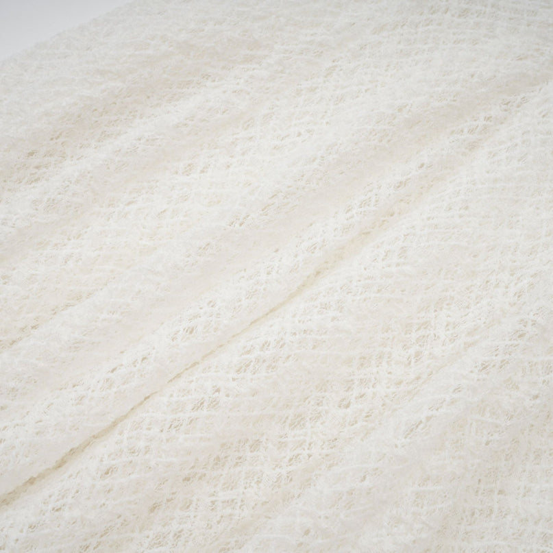 Bianchina White Lace Maxi Dress Athena Wavy Pattern Pleated Detail