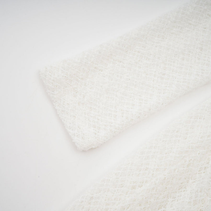 Bianchina White Maxi Dress Athena Lace Wavy Pattern Pleated Detail