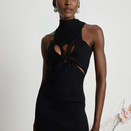 Bice Black Stretch Cotton Mini Dress