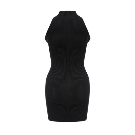 Bice Black Stretch Cotton Mini Dress