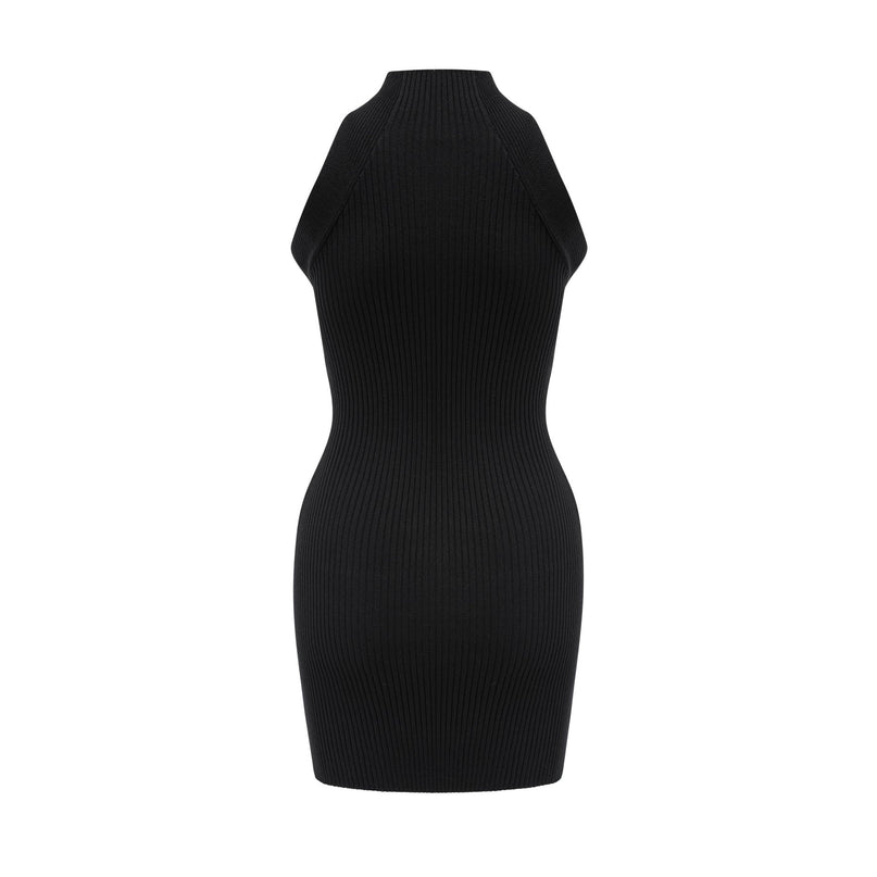 Bice Black Stretch Cotton Mini Dress
