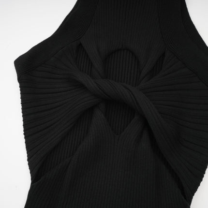 Bice Black Stretch Cotton Mini Dress with Twist Detailing and Cut-Outs