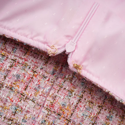 Bice Pink Tweed Crystal Embellished Mini Dress