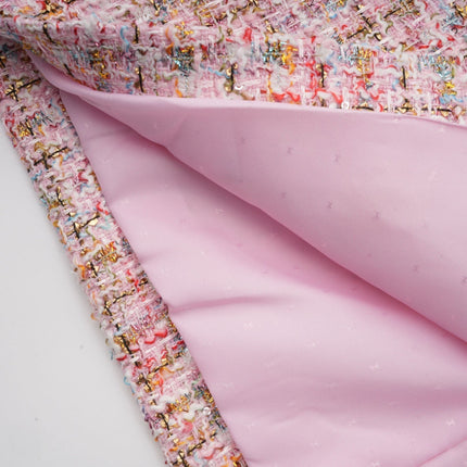 Bice Pink Tweed Mini Dress with Crystal Embellishments