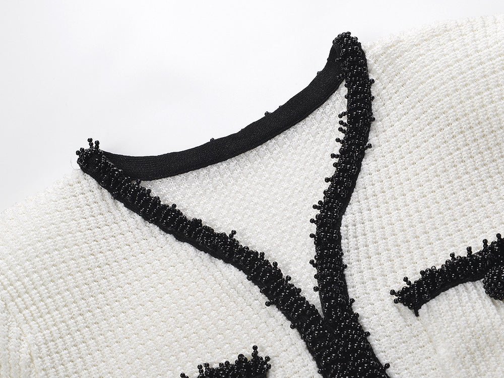 Bice White Cream Black Knit Dress
