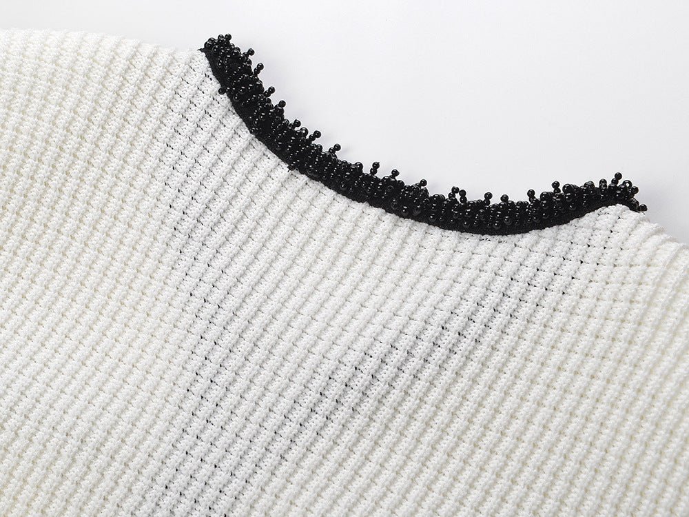 Bice White Cream Black Knit Dress