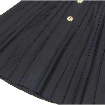 Black A-line Dress with Gold Accents