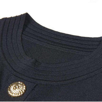 Black A-line Dress with Gold Accents