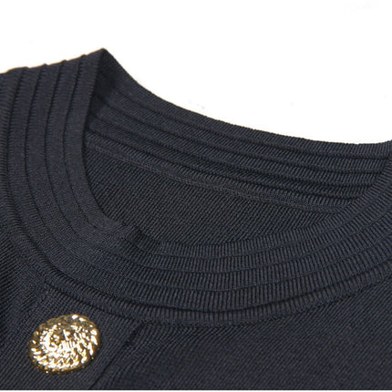 Black A-line Dress with Gold Accents