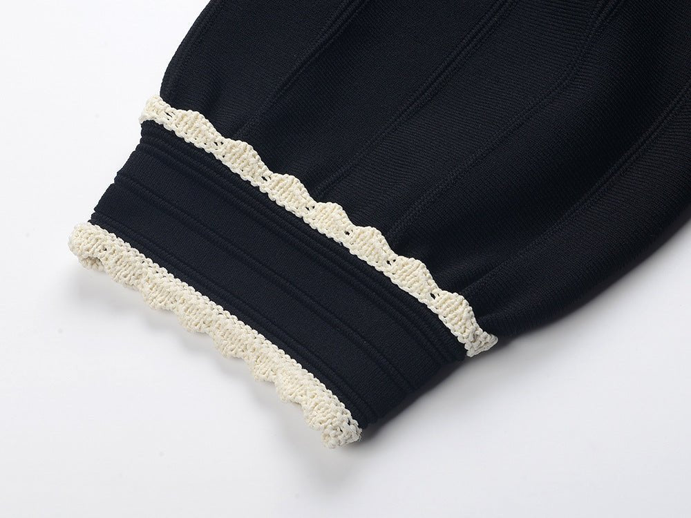 Black A-line silhouette vintage-inspired dress with lace collar