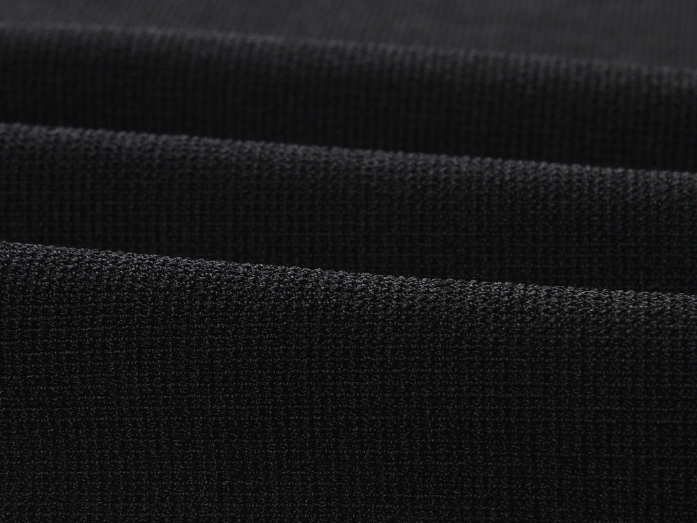 Black A-line Sleeveless Dress with Pearl Embellishment and Elegant Necklace Detail